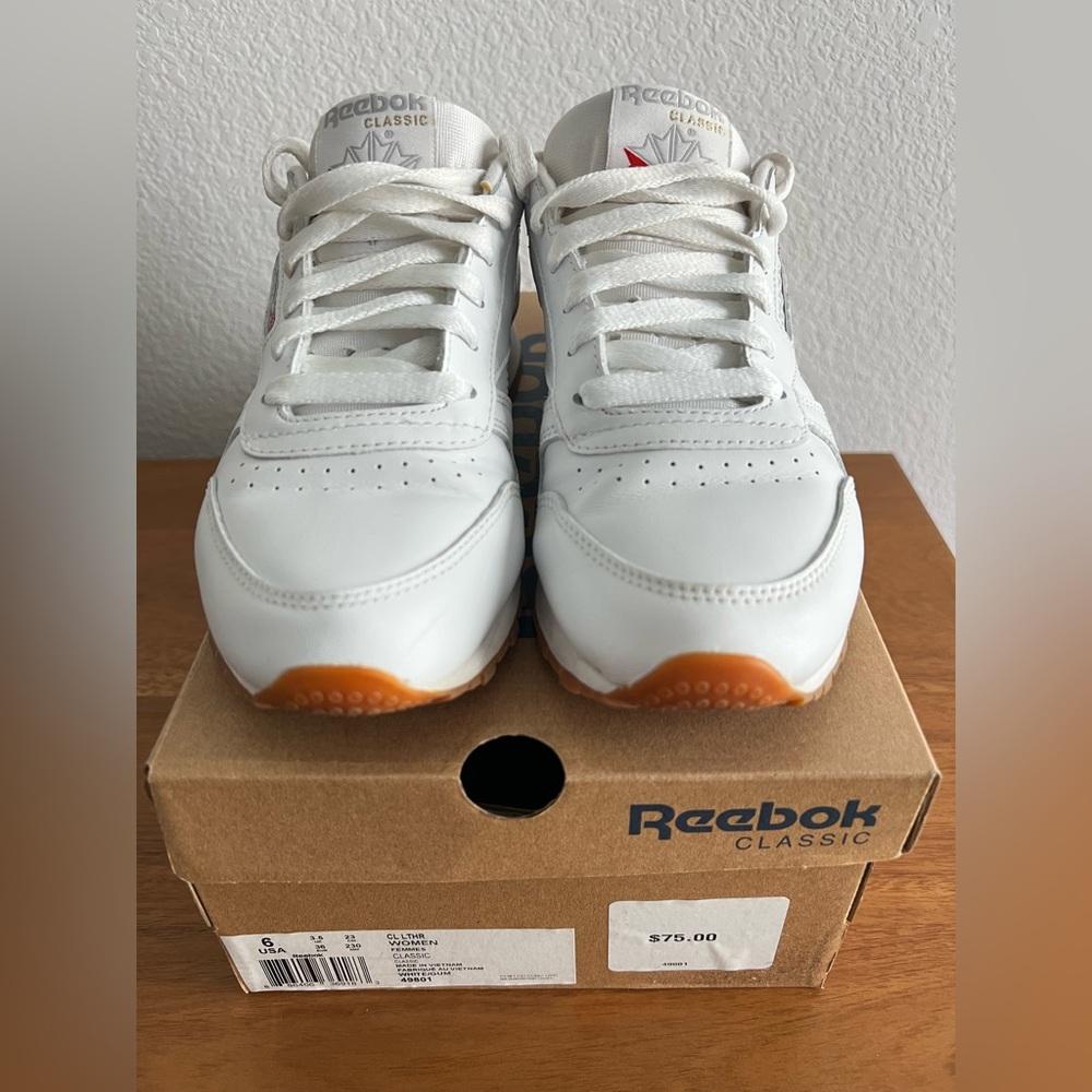 Reebok Classic White and Orange Sneakers